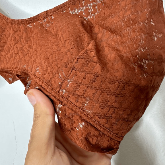 Skims Mesh Logo Bralette Saffron Semi Sheer Wireless Womens size XL - Picture 4 of 7